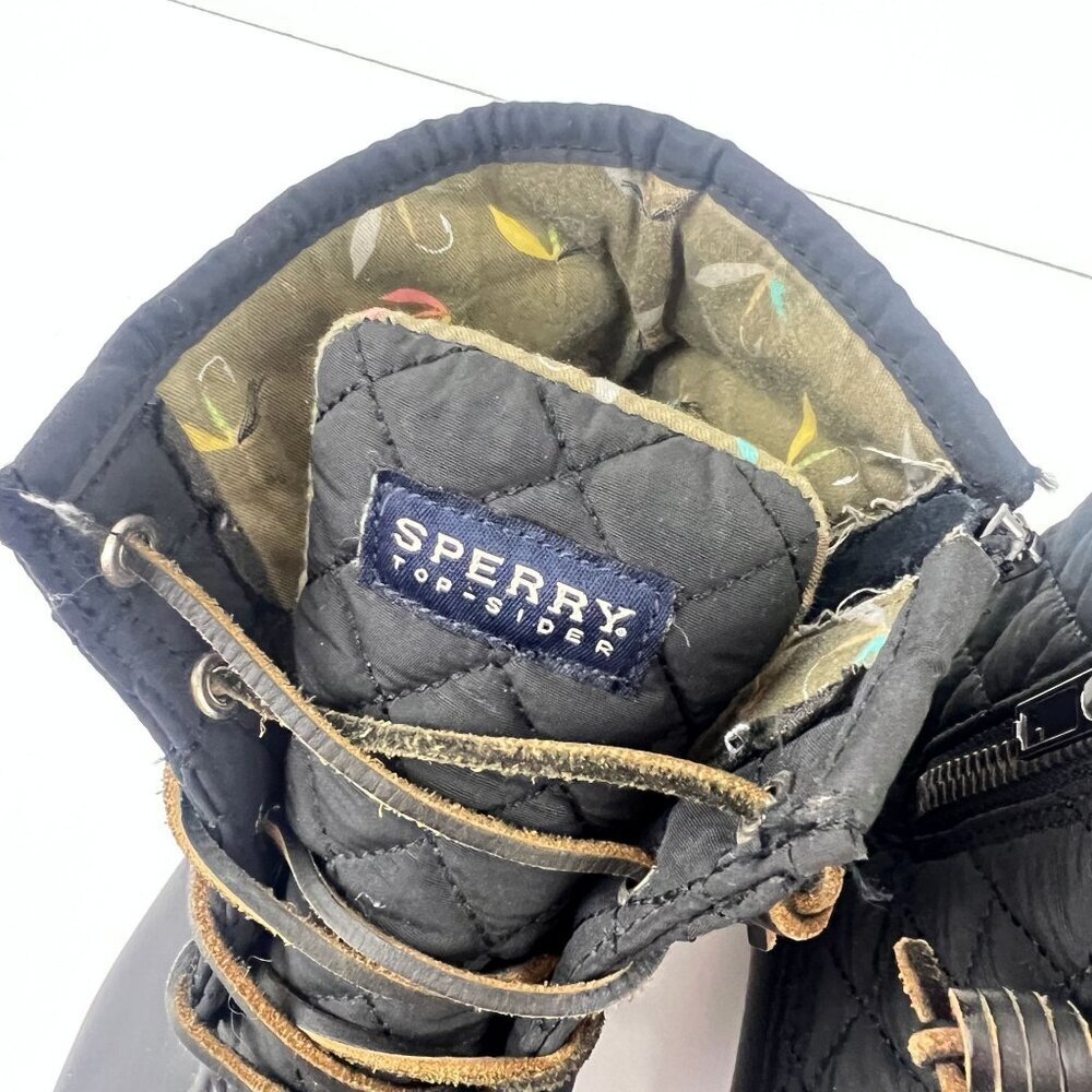 Sperry Saltwater Quilted Duck Boot Black Size 7 M Waterproof Rain Snow - Picture 8 of 8